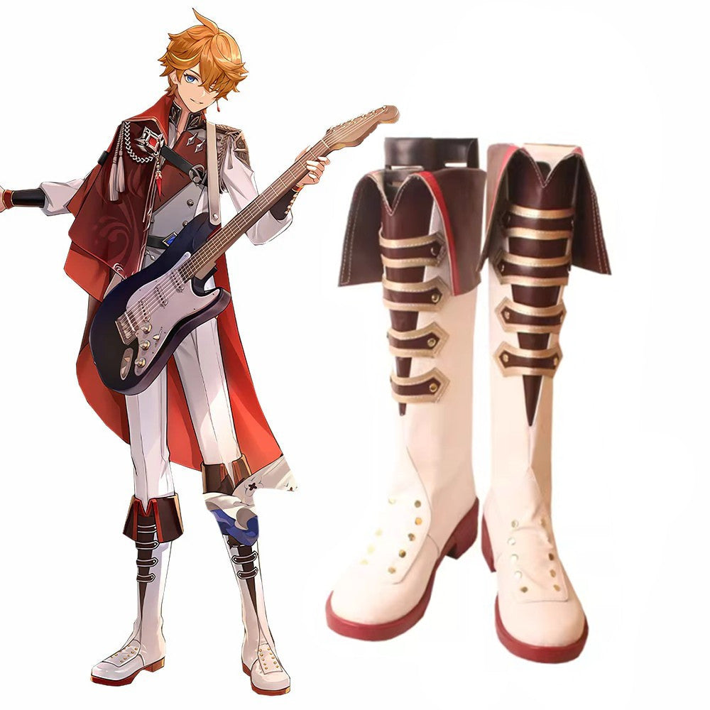 Game Genshin Impact Cosplay Tartaglia Cosplay Shoes White Long Boots