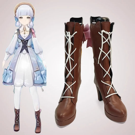 Game Genshin Impact Kamisato Ayaka Cosplay Long Boots Cosplay Shoes - Cosplay Shoes Boots