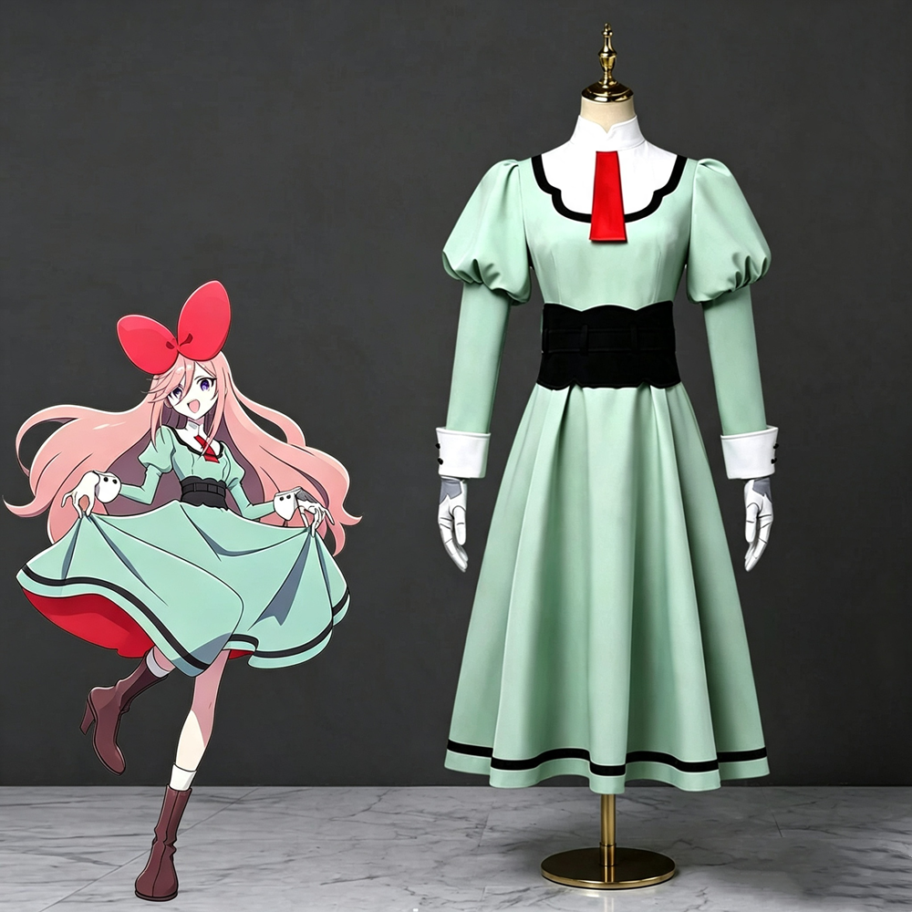 【In Stock】Anime The Ribbon Hero Cosplay Sapphire Daily Wear Green Dress Cosplay Costume Plus Size