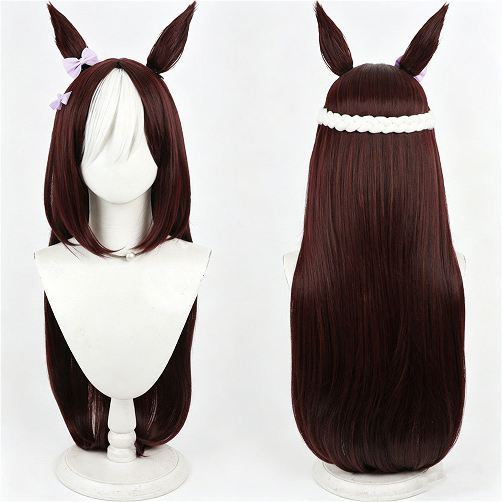 【In Stock】Game Umamusume:Pretty Derby Cosplay スペシャルウィーク Special Week Cosplay Wig Long Hair With Ears and Tail