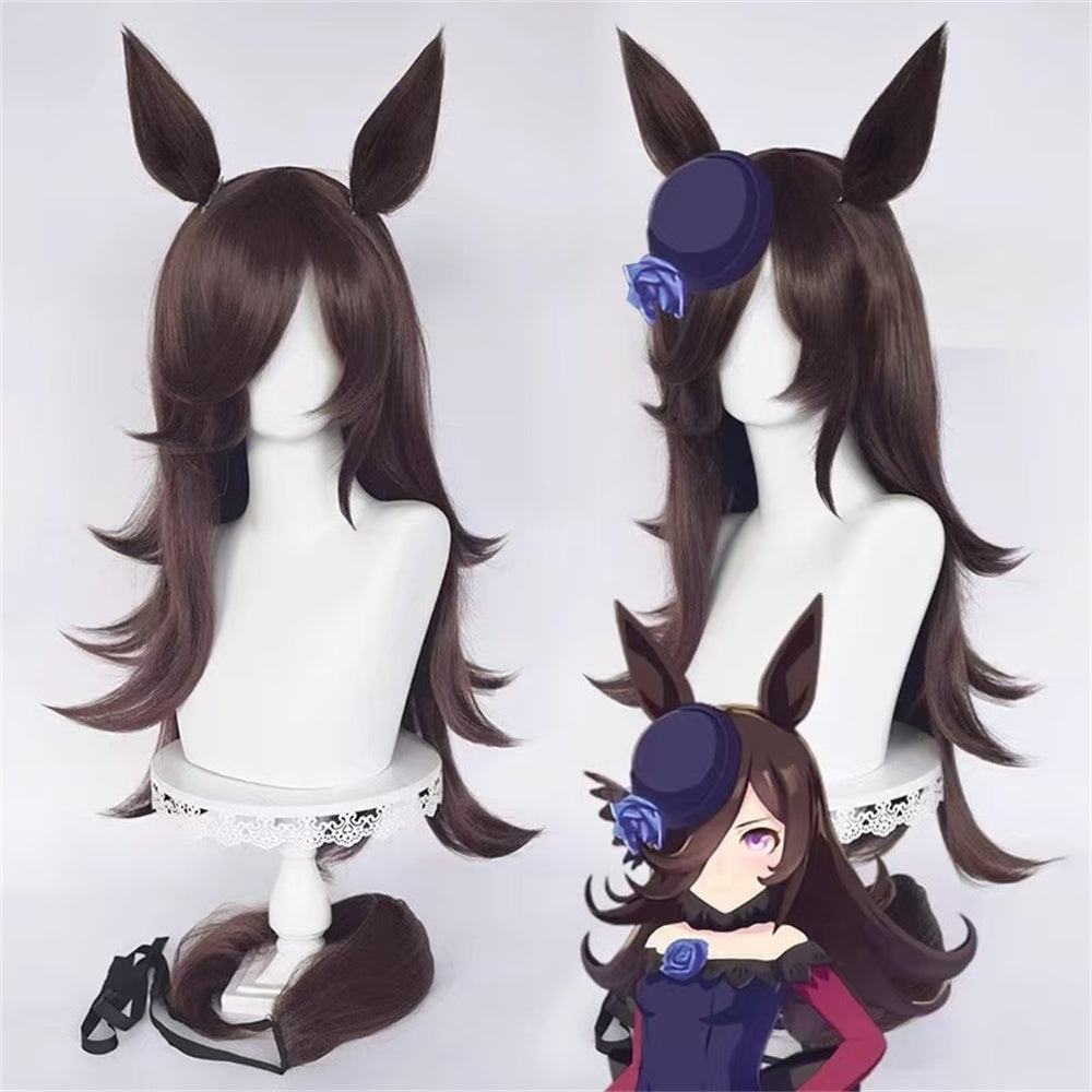 【In Stock】Game Umamusume:Pretty Derby Cosplay Rice Shower Cosplay Wig With Ears and Tail
