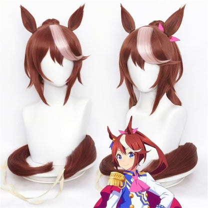 【In Stock】Game Umamusume:Pretty Derby Cosplay Tokai Teio Cosplay Wig With Ears and Tail