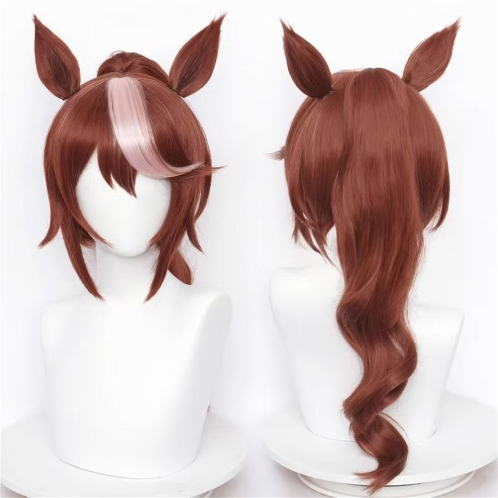 【In Stock】Game Umamusume:Pretty Derby Cosplay Tokai Teio Cosplay Wig With Ears and Tail