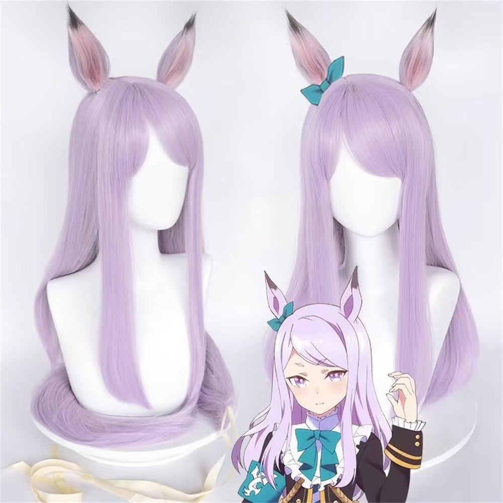【In Stock】Game Umamusume:Pretty Derby Cosplay Mejiro McQueen Cosplay Wig With Ears and Tail