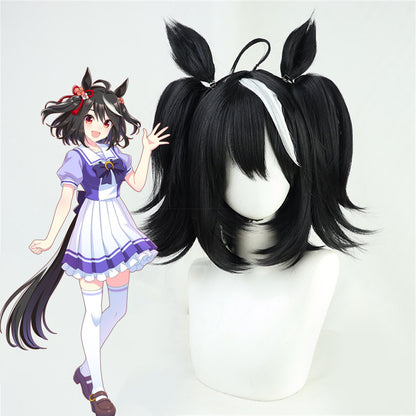 【In Stock】Game Umamusume:Pretty Derby Cosplay キタサンブラック Kitasan Black Cosplay Wig With Ears and Tail