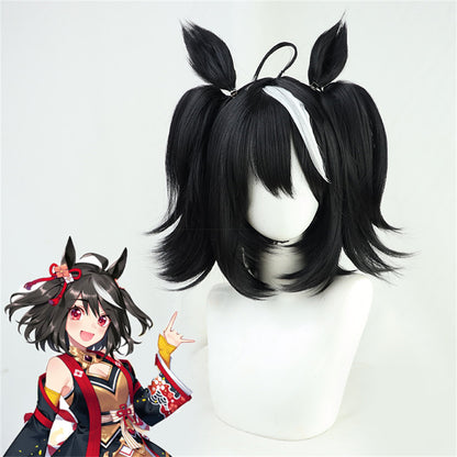 【In Stock】Game Umamusume:Pretty Derby Cosplay キタサンブラック Kitasan Black Cosplay Wig With Ears and Tail