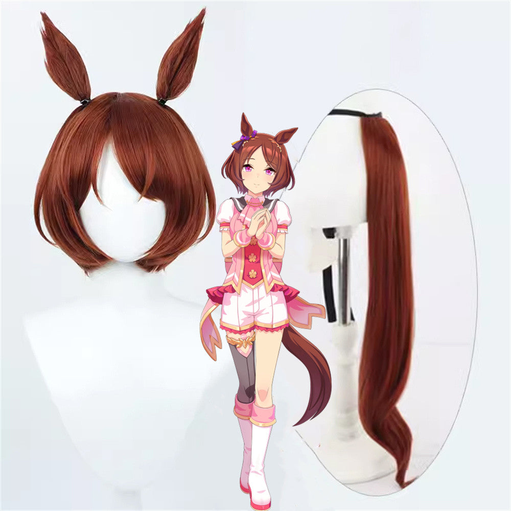 【In Stock】Game Umamusume:Pretty Derby Cosplay サクラローレル Sakura Laurel Cosplay Wig With Ears and Tail
