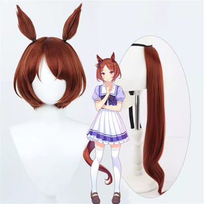 【In Stock】Game Umamusume:Pretty Derby Cosplay サクラローレル Sakura Laurel Cosplay Wig With Ears and Tail