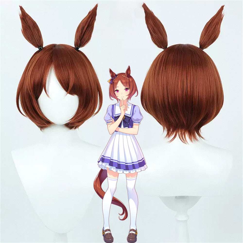 【In Stock】Game Umamusume:Pretty Derby Cosplay サクラローレル Sakura Laurel Cosplay Wig With Ears and Tail