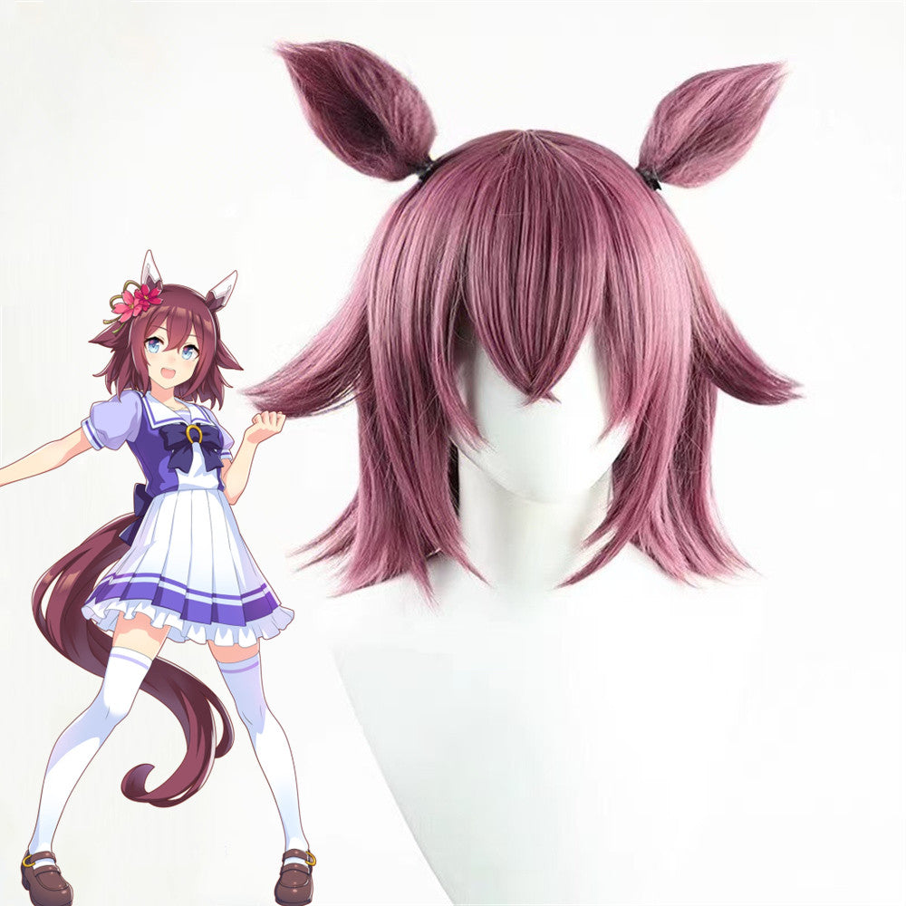 【In Stock】Game Umamusume:Pretty Derby Cosplay サクラチヨノオー Sakura Chiyono O Cosplay Wig With Ears and Tail