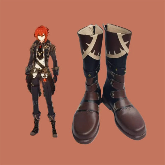 Game Genshin Impact Red Dead of Night Diluc Cosplay Long Boots Cosplay Shoes - Cosplay Shoes Boots