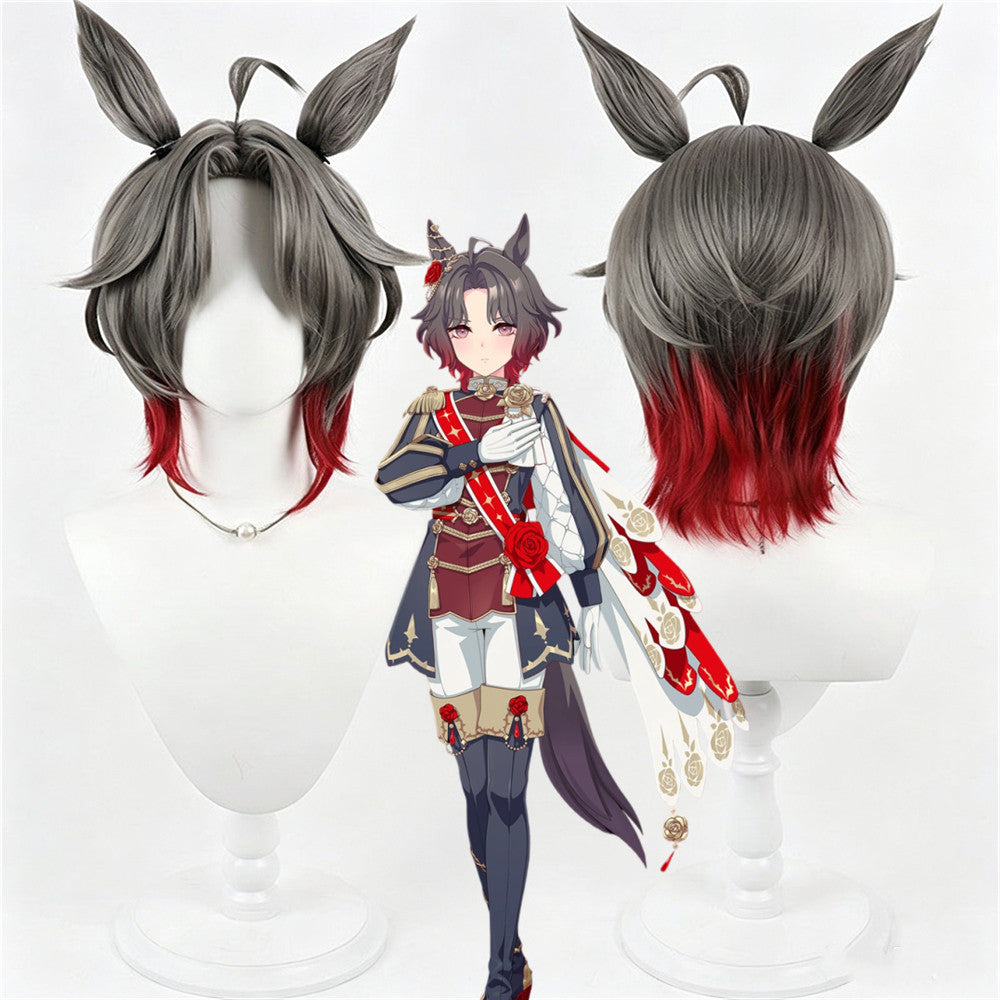 【In Stock】Game Umamusume:Pretty Derby Cosplay Rose Kingdom Cosplay Wig With Ears and Tail