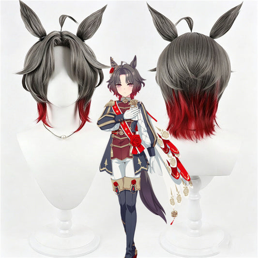 【In Stock】Game Umamusume:Pretty Derby Cosplay Rose Kingdom Cosplay Wig With Ears and Tail