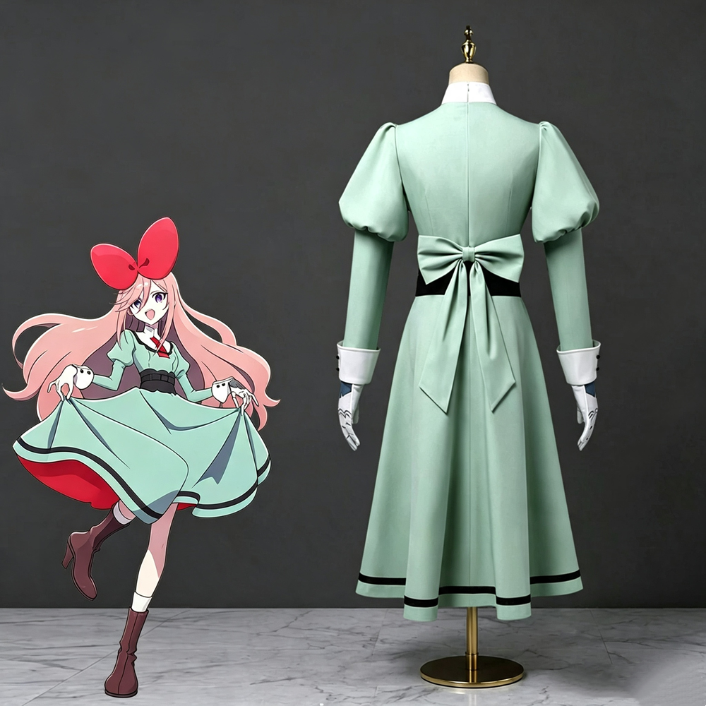 【In Stock】Anime The Ribbon Hero Cosplay Sapphire Daily Wear Green Dress Cosplay Costume Plus Size