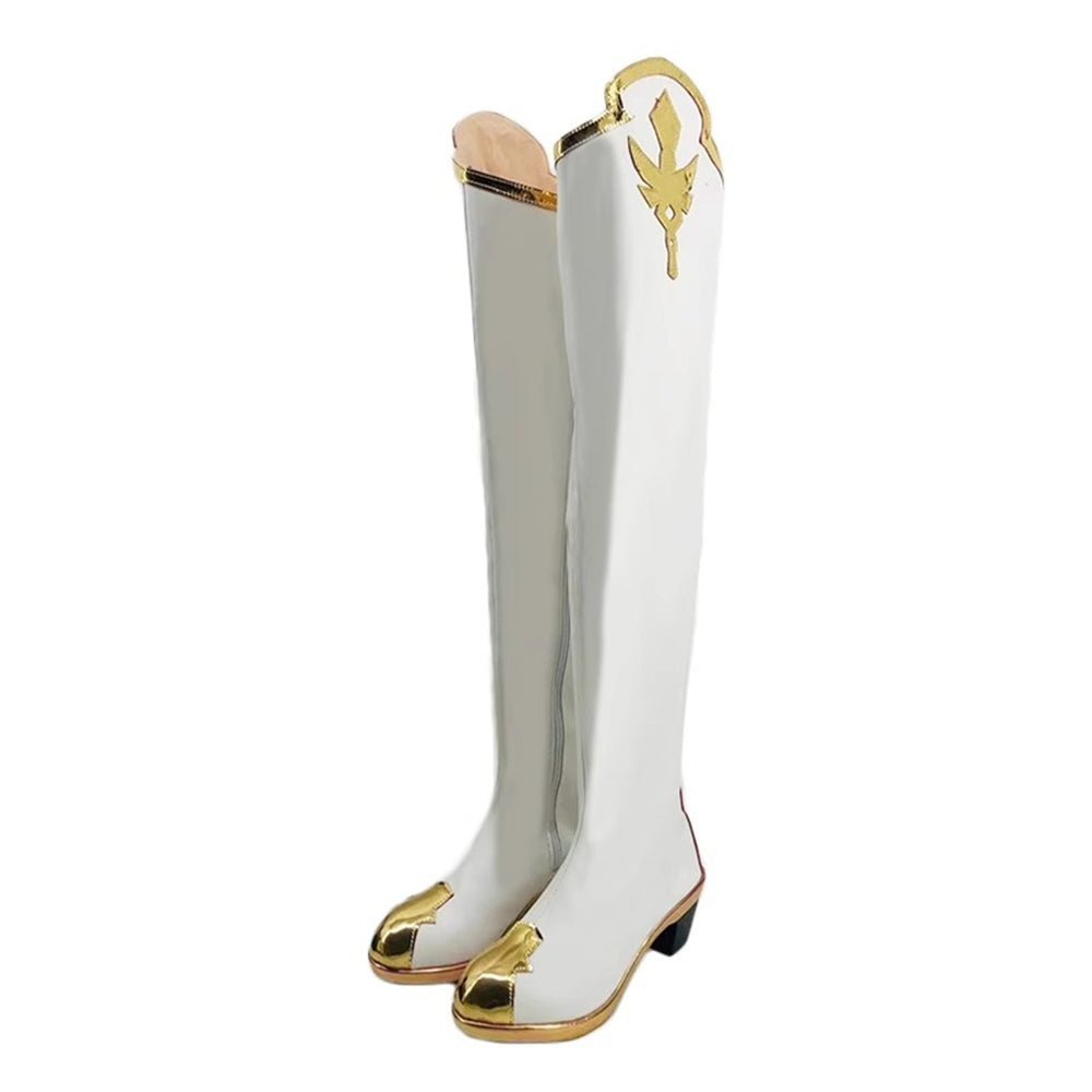Game Genshin Impact Cosplay Amber Cosplay Shoes White Long Boots