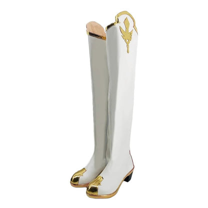Game Genshin Impact Cosplay Amber Cosplay Shoes White Long Boots