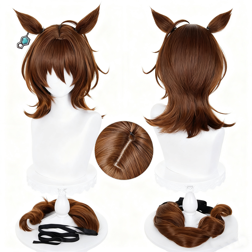 【In Stock】Game Umamusume:Pretty Derby Cosplay アグネスタキオン Agnes Tachyon Cosplay Wig With Ears and Tail