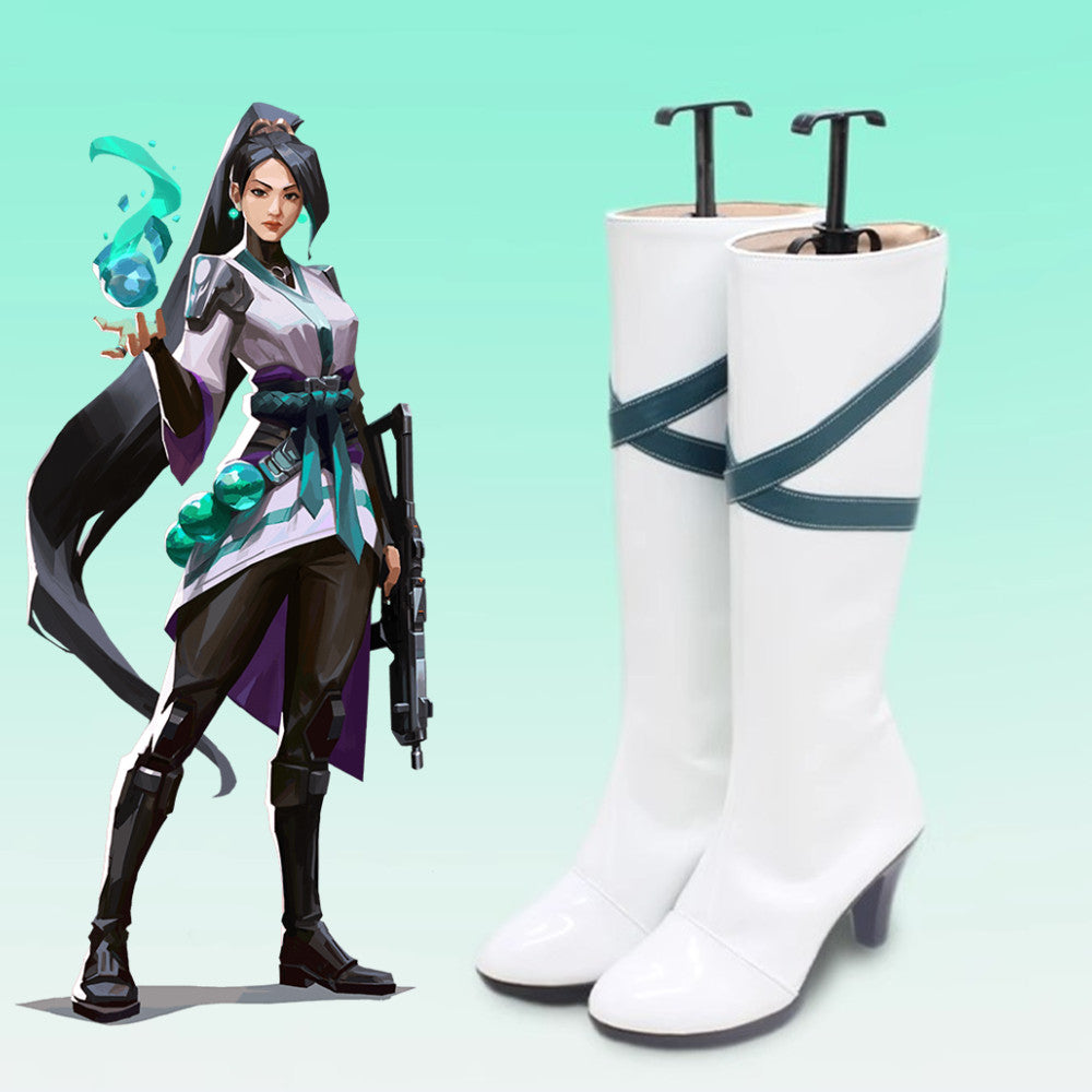 Game Valorant Cosplay Sage Cosplay White Color Long Boots  Cosplay Shoes