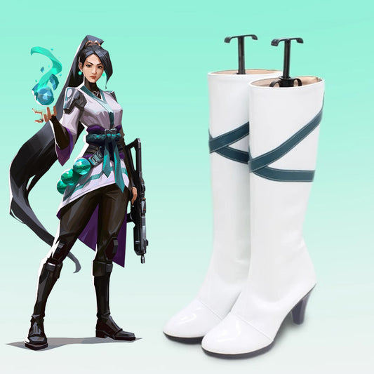 Game Valorant Cosplay Sage Cosplay White Color Long Boots  Cosplay Shoes