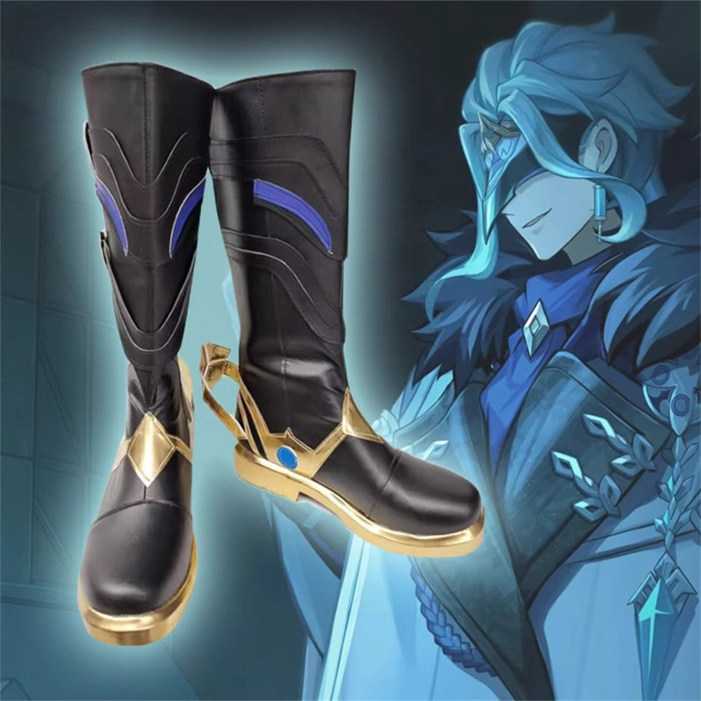 Game Genshin Impact Cosplay Dottore Black Long Boots Cosplay Shoes - Cosplay Shoes Boots