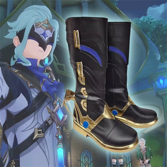 Game Genshin Impact Cosplay Dottore Black Long Boots Cosplay Shoes - Cosplay Shoes Boots