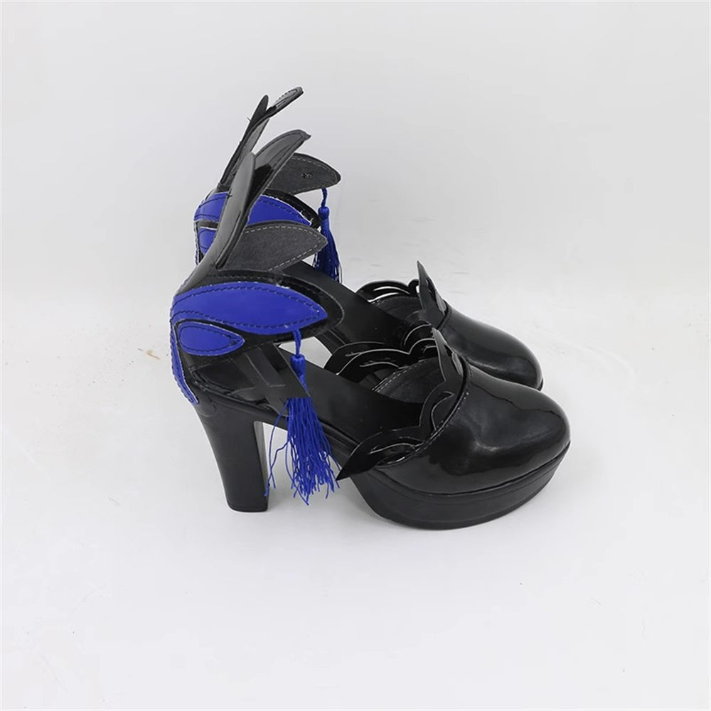 Game Genshin Impact Cosplay Keqing Black High Heels Cosplay Shoes