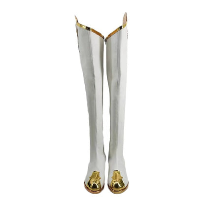 Game Genshin Impact Cosplay Amber Cosplay Shoes White Long Boots