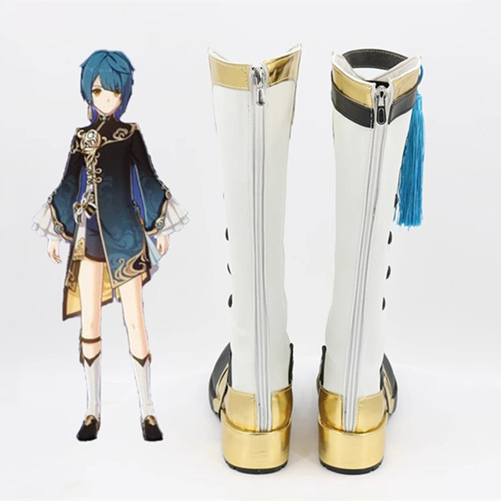 Game Genshin Impact Cosplay XingQiu Cosplay Long Boots Cosplay Shoes - Cosplay Shoes Boots