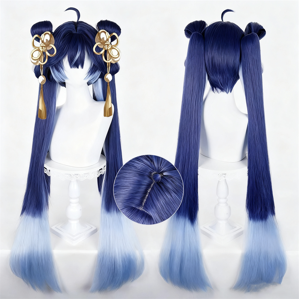 【In Stock】Game Wuthering Waves Cosplay Yongqing Fang's Iuno Cosplay Wig Blue Long Hair