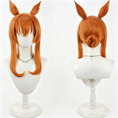 【In Stock】Game Umamusume:Pretty Derby Cosplay Mayano Top Gun Sunlight Bouquet サンライト・ブーケ Cosplay Wig With Ears and Tail