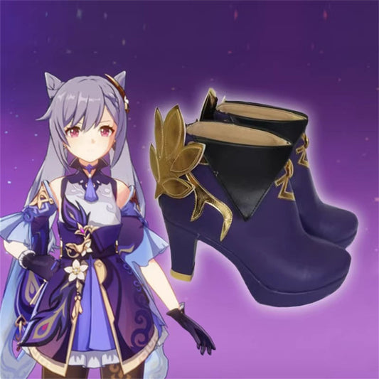 Game Genshin Impact Cosplay Keqing High Heels Cosplay Shoes - Cosplay Shoes Boots
