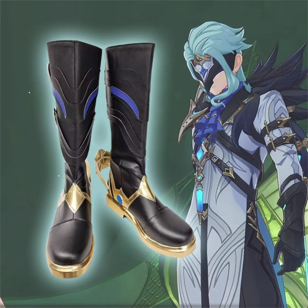 Game Genshin Impact Cosplay Dottore Black Long Boots Cosplay Shoes - Cosplay Shoes Boots