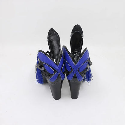 Game Genshin Impact Cosplay Keqing Black High Heels Cosplay Shoes