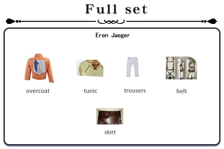 【In Stock】Anime Attack On Titan Cosplay Levi·Ackerman/Eren·Jaeger/Mikasa·Ackerman Cosplay Costume - Eren·Jaeger / S