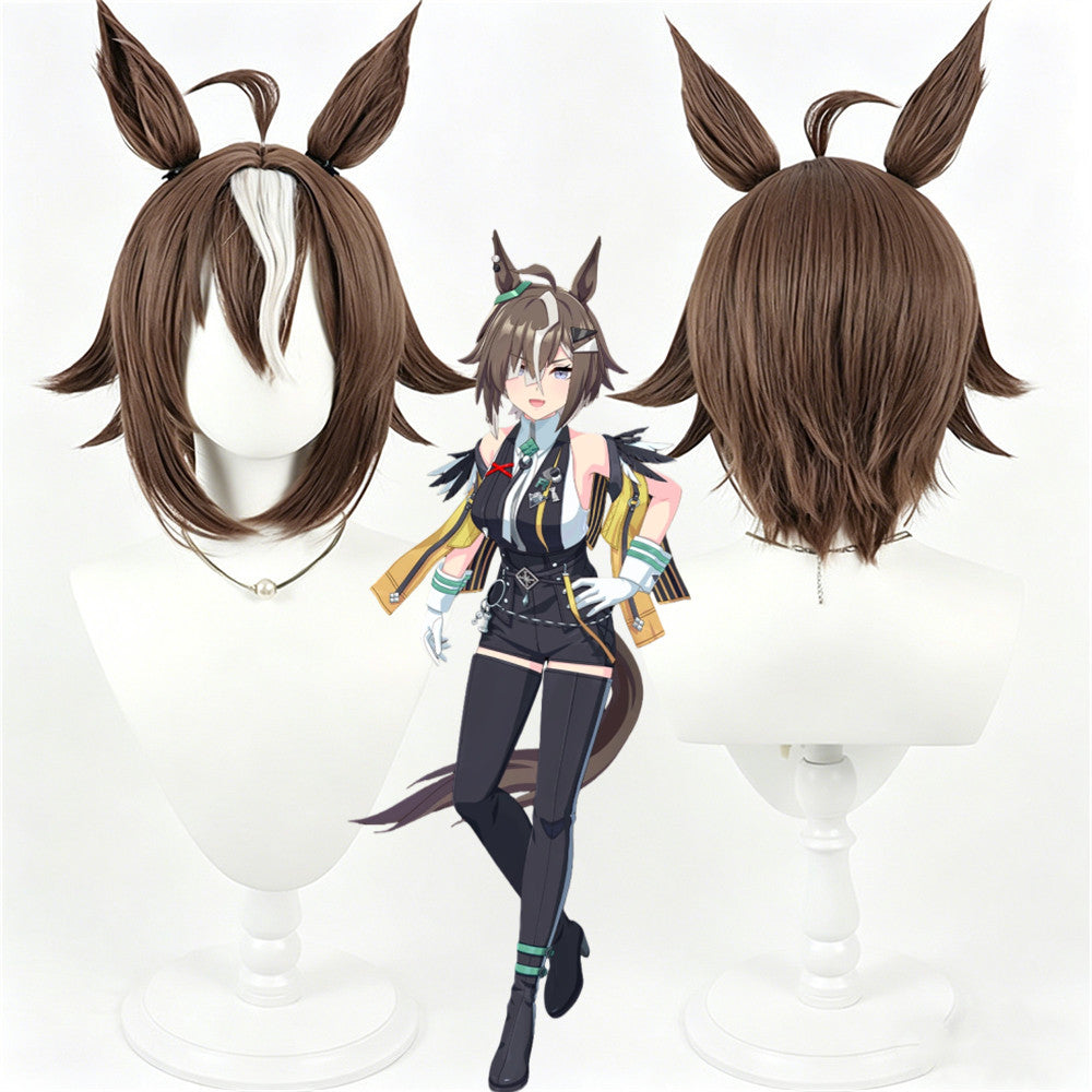 【In Stock】Game Umamusume:Pretty Derby Cosplay ルーラーシップ Rulership Cosplay Wig With Ears and Tail