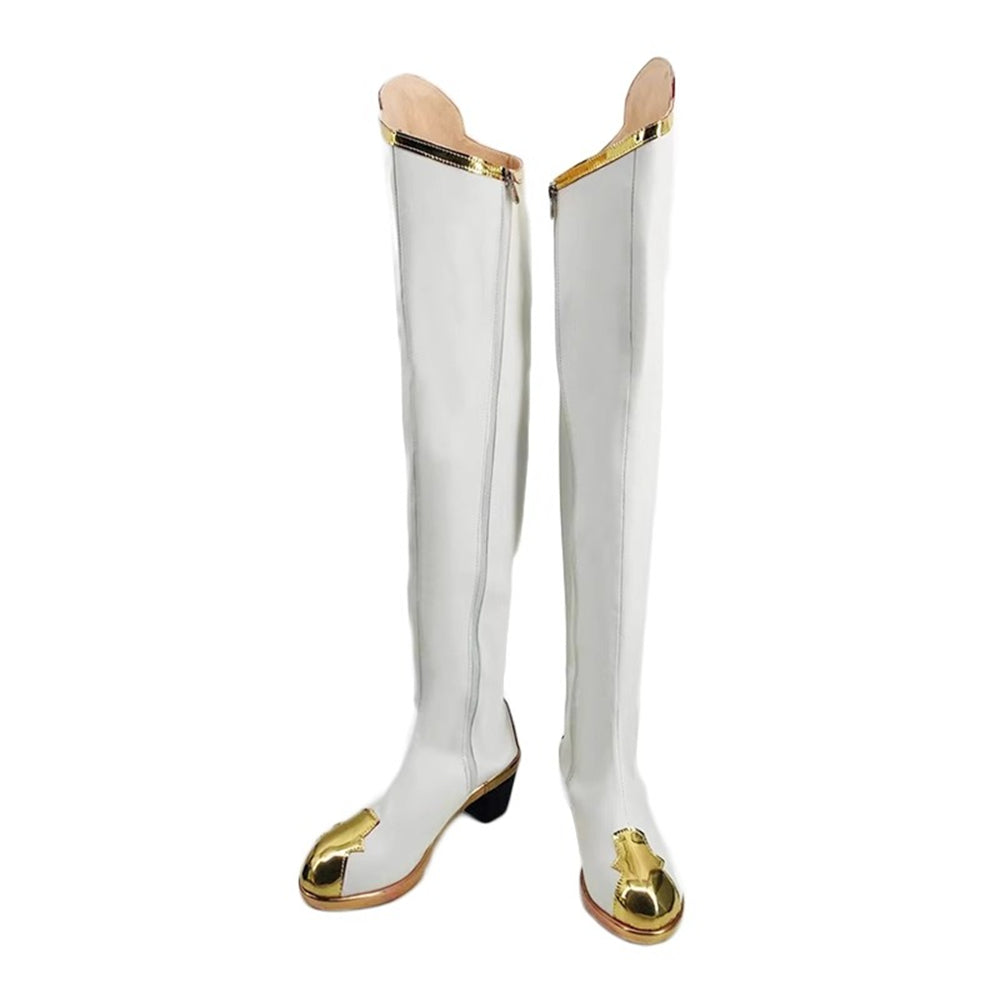 Game Genshin Impact Cosplay Amber Cosplay Shoes White Long Boots