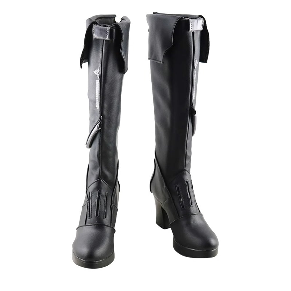 Game Valorant Cosplay Sage Black Color Long Boots Cosplay Shoes High Heels Shoes
