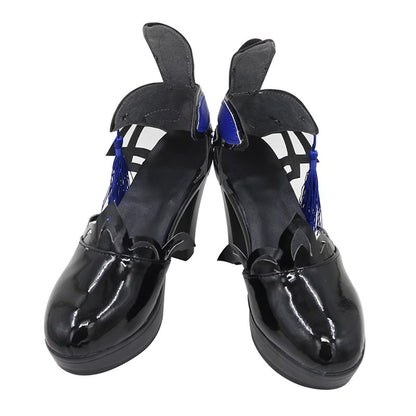 Game Genshin Impact Cosplay Keqing Black High Heels Cosplay Shoes