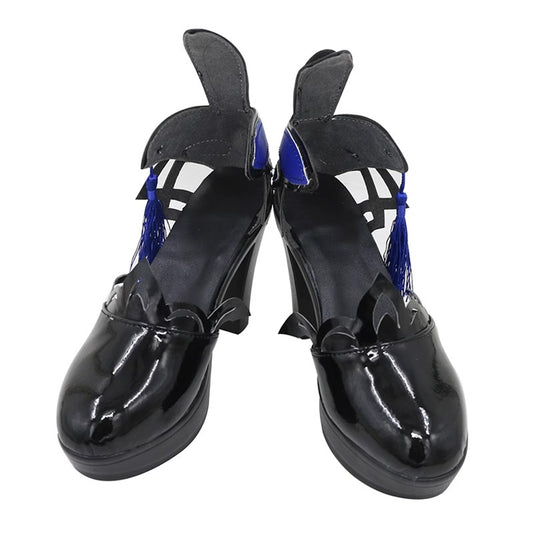 Game Genshin Impact Cosplay Keqing Black High Heels Cosplay Shoes
