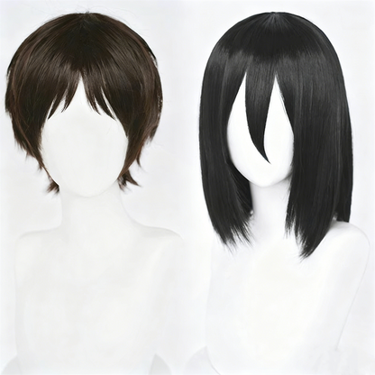 【In Stock】Anime Attack On Titan Cosplay エレン・イェーガー Eren Yeager ミカサ・アッカーマン Mikasa Ackerman Cosplay Wig