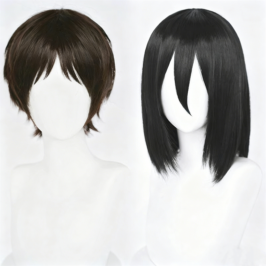 【In Stock】Anime Attack On Titan Cosplay エレン・イェーガー Eren Yeager ミカサ・アッカーマン Mikasa Ackerman Cosplay Wig