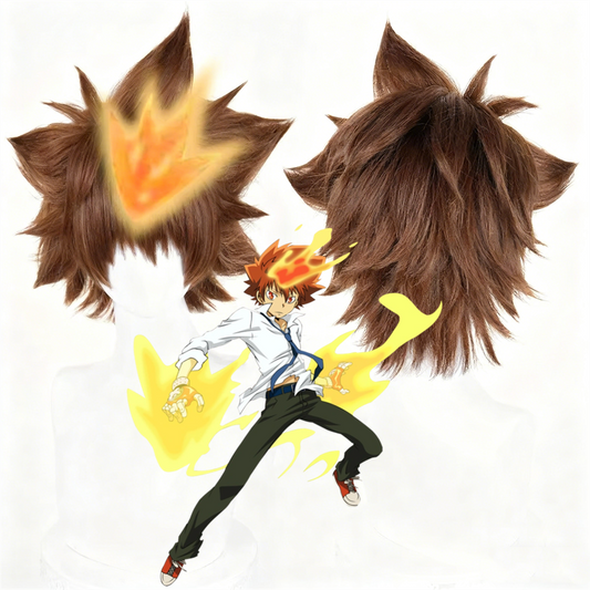 【In Stock】Anime ヒットマンREBORN! Katekyo Hitman Reborn! Cosplay Tsuna ツナ Tsunayoshi Sawada Cosplay Wig