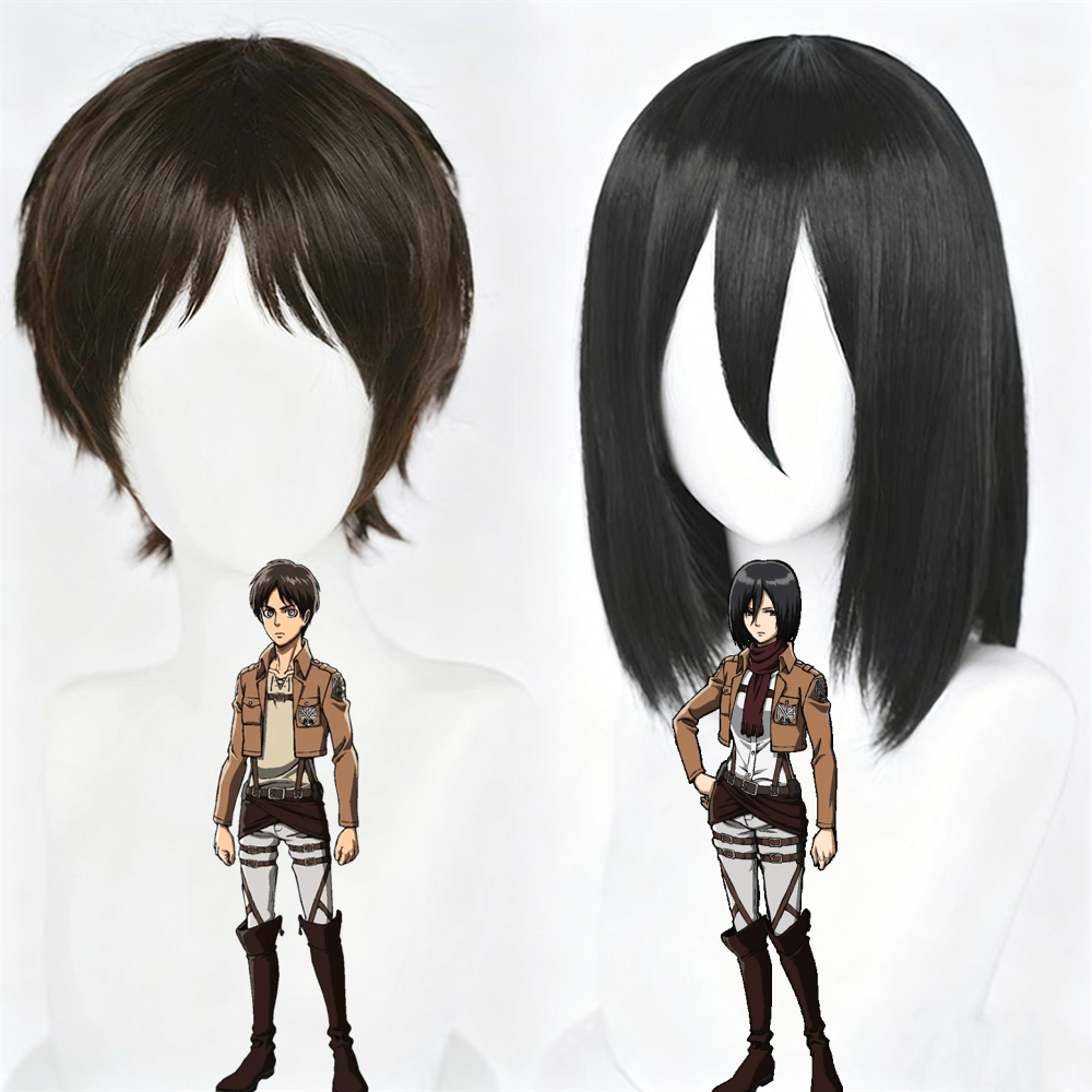 【In Stock】Anime Attack On Titan Cosplay エレン・イェーガー Eren Yeager ミカサ・アッカーマン Mikasa Ackerman Cosplay Wig
