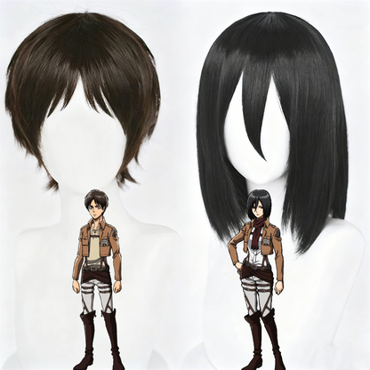【In Stock】Anime Attack On Titan Cosplay エレン・イェーガー Eren Yeager ミカサ・アッカーマン Mikasa Ackerman Cosplay Wig