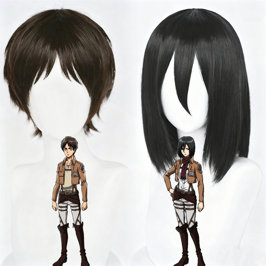 【In Stock】Anime Attack On Titan Cosplay エレン・イェーガー Eren Yeager ミカサ・アッカーマン Mikasa Ackerman Cosplay Wig