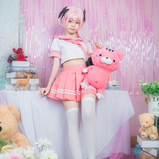 【In Stock】Anime Fate/Apocrypha Cosplay Astolfo JK Pink School Uniform Cosplay Costume - Cosplay Costumes