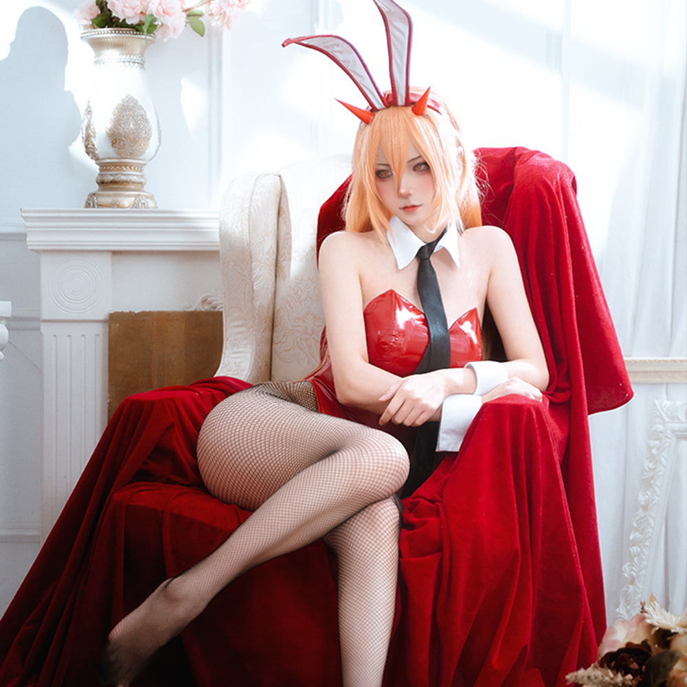 【In Stock】Anime Chainsaw Man Cosplay Bunny Girl Makima/Power Cosplay Costume - Cosplay Costumes