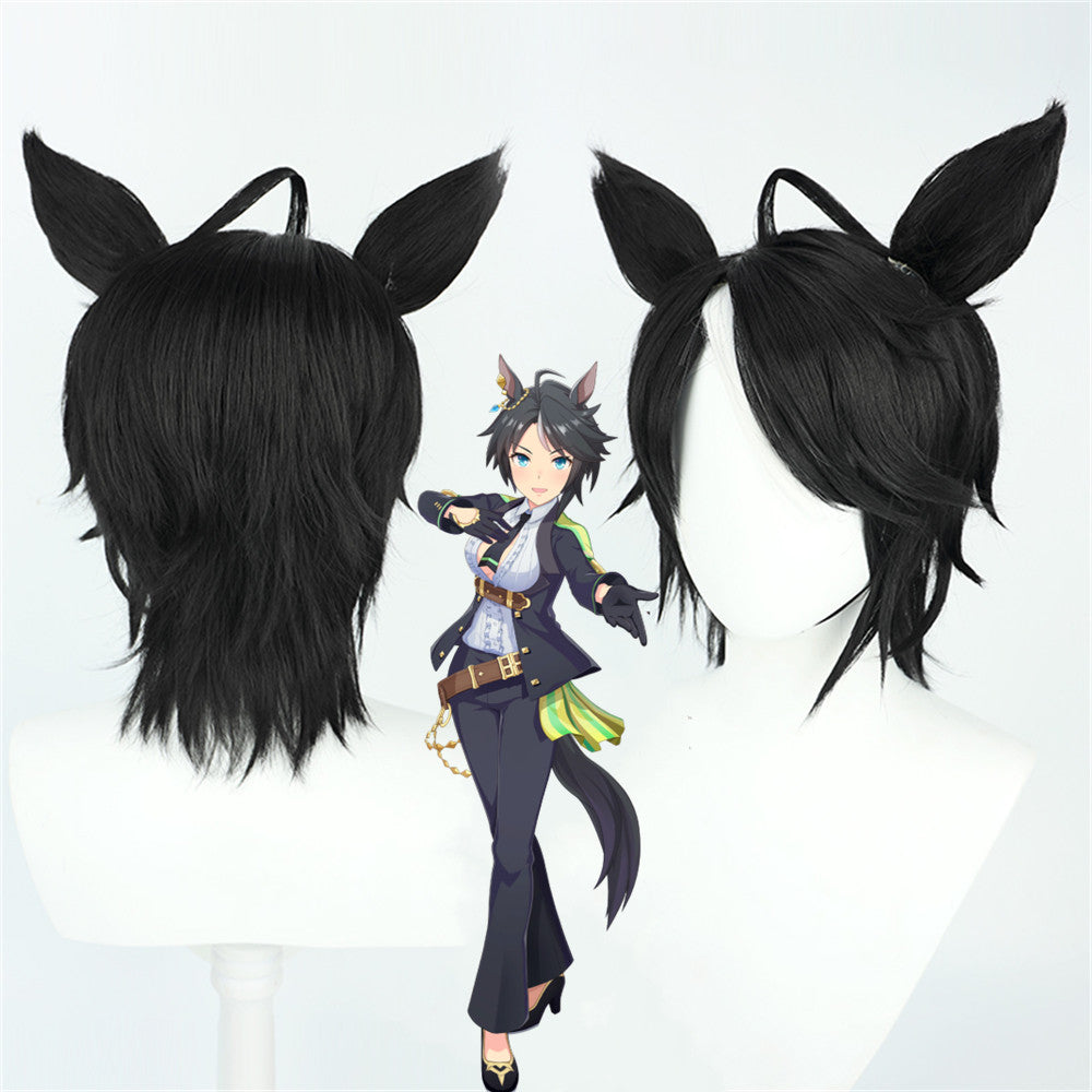 【In Stock】Game Umamusume:Pretty Derby Cosplay フジキセキ Fuji Kiseki Cosplay Wig With Ears and Tail