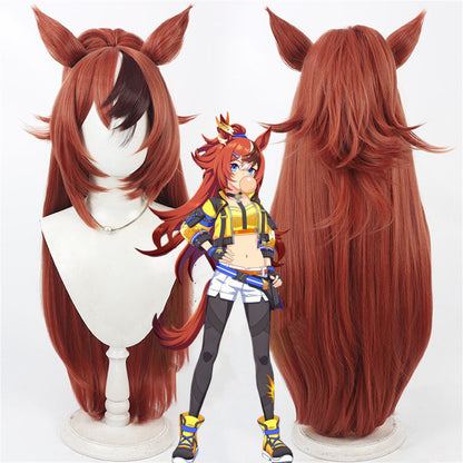 【In Stock】Game Umamusume:Pretty Derby Cosplay バブルガムフェロー Bubble Gum Fellow Cosplay Wig With Ears and Tail