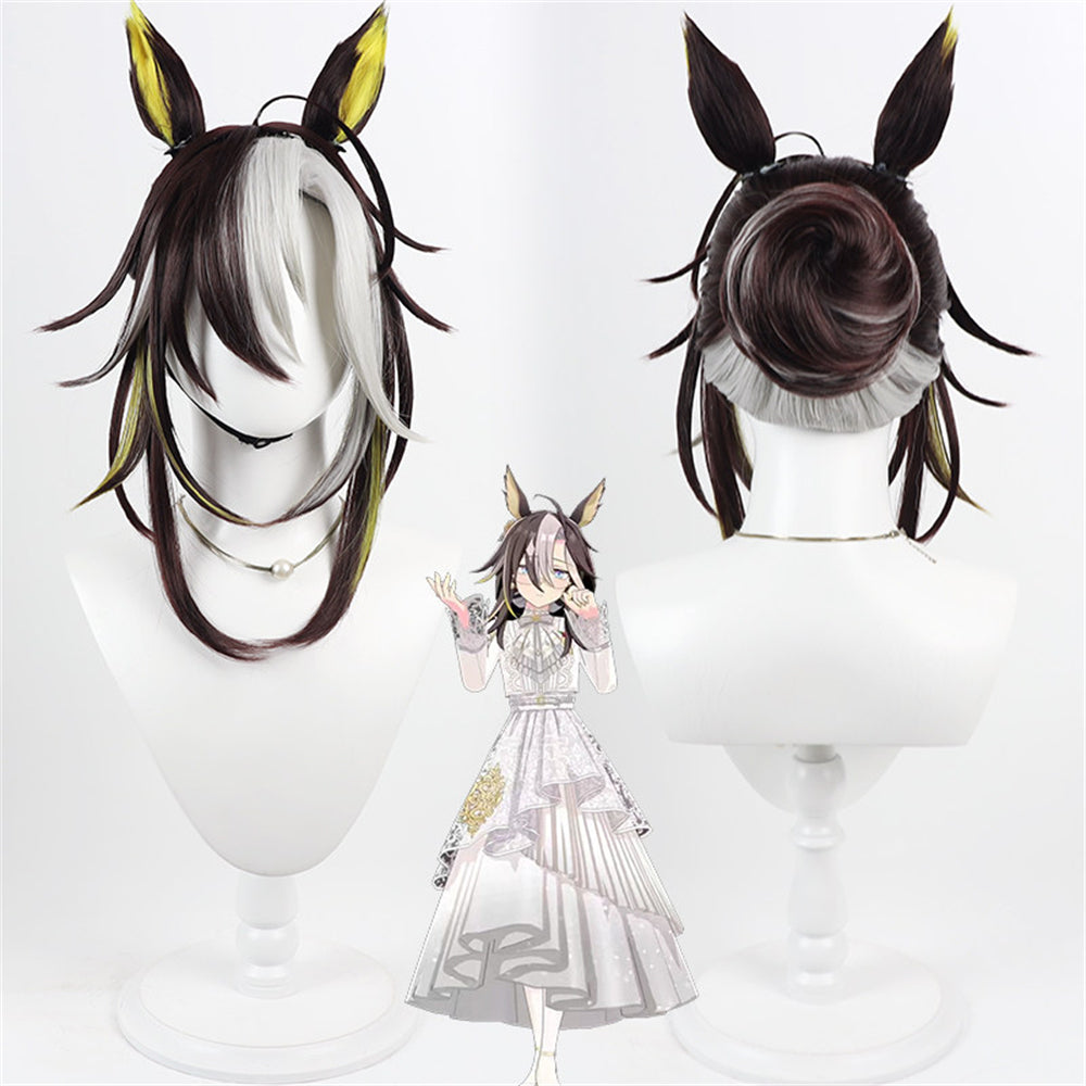 【In Stock】Game Umamusume:Pretty Derby Cosplay Dream‑Journey Snow‑White Dream Road white wedding Cosplay Wig With Ears and Tail